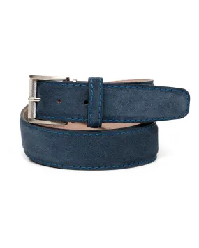 Italian Suede Belt in Navy and Denim