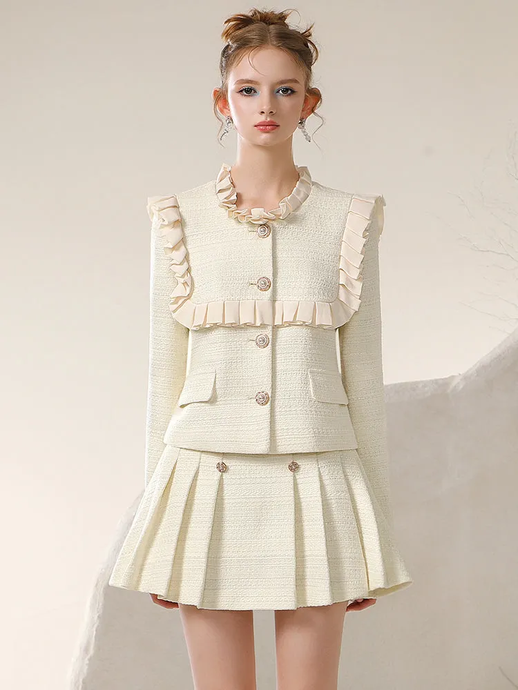 Jacket＆Mini-Skirt Suit Pleats Sut-Up