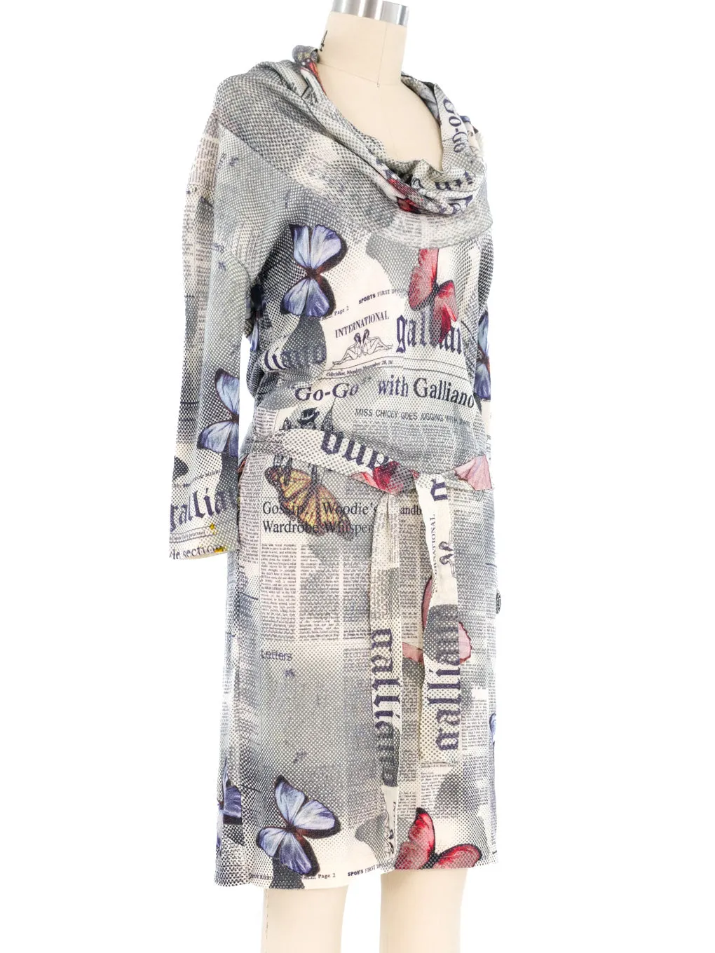 John Galliano Gazette Print Sweater Dress