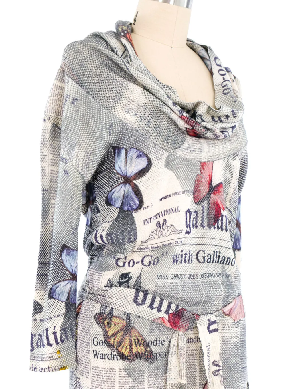 John Galliano Gazette Print Sweater Dress