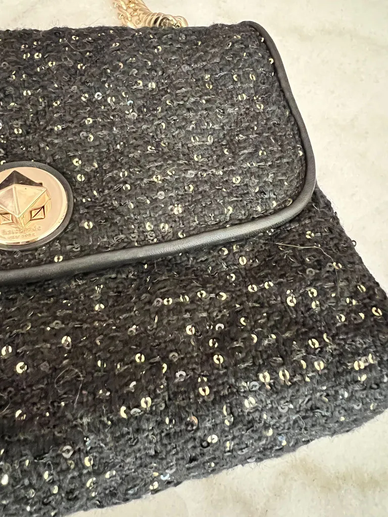 Kate Spade Black Tweed & Sequin Flap Bag