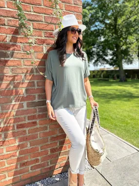 Khaki Essential Cold Shoulder Top Phoebe