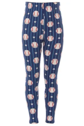 Kid's Colorful Baseball Stars Pattern Printed Leggings