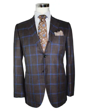 Kiton Sport Coat Brown Windowpane EU 48/ US 38 R