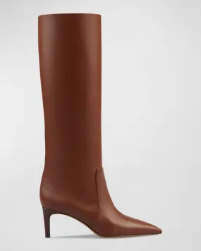 Knee-High Leather Stiletto Boots