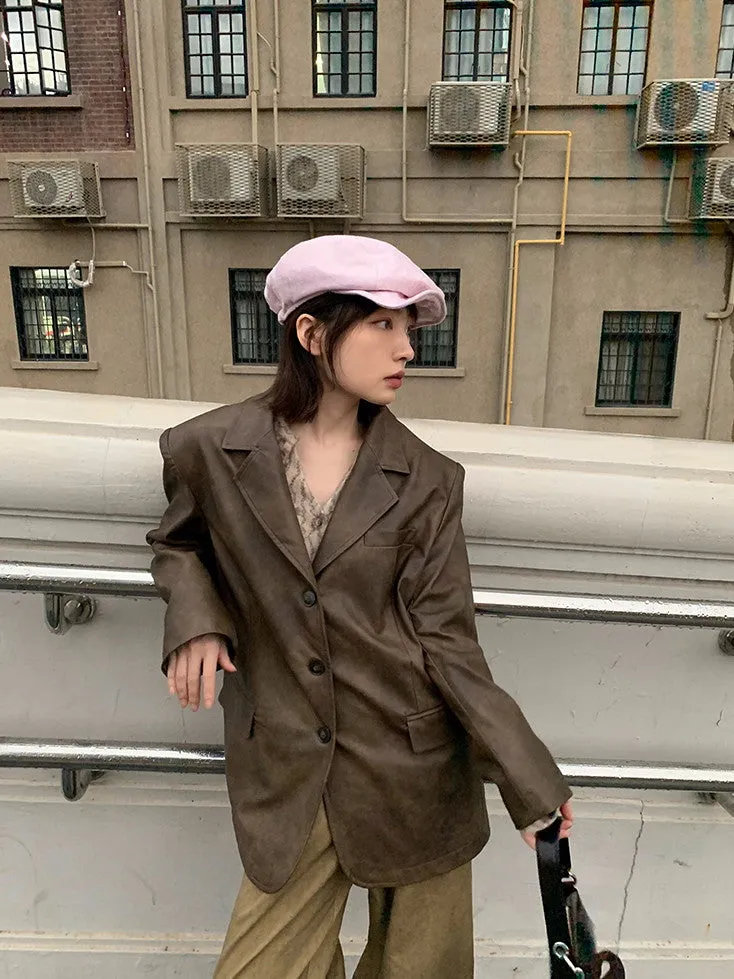 Leather Cool Retro Oversize Jacket