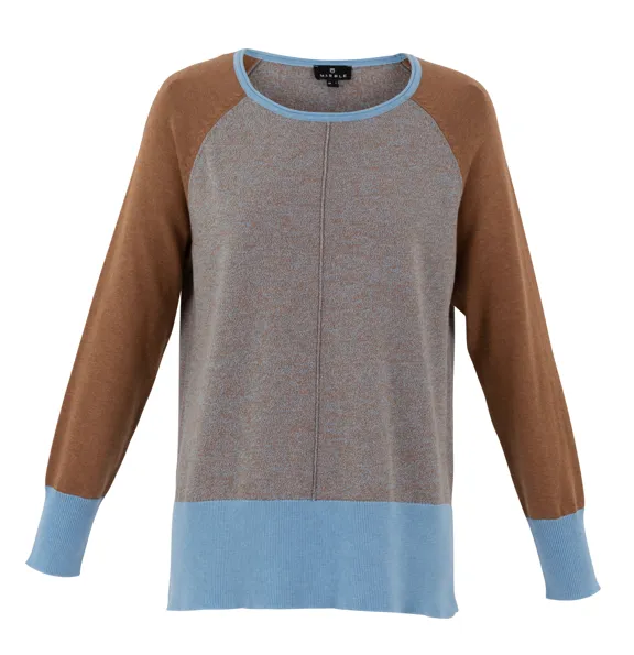 Long Sleeve Crew Neck Sweater With Detachable Cowl Option