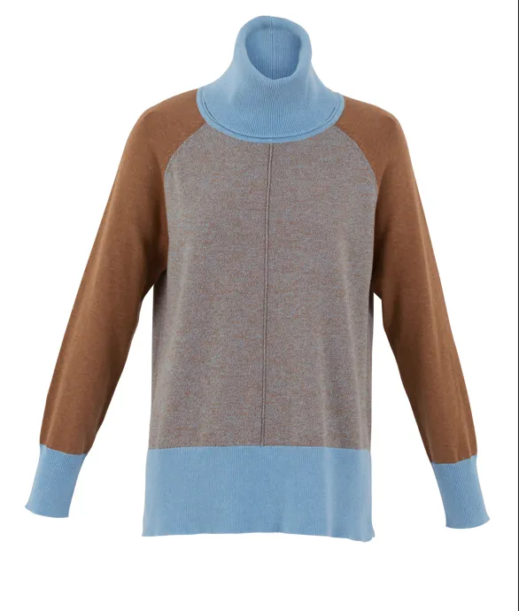 Long Sleeve Crew Neck Sweater With Detachable Cowl Option