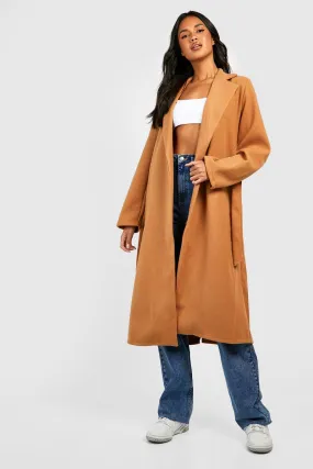 Longline Belted Wool Look Coat