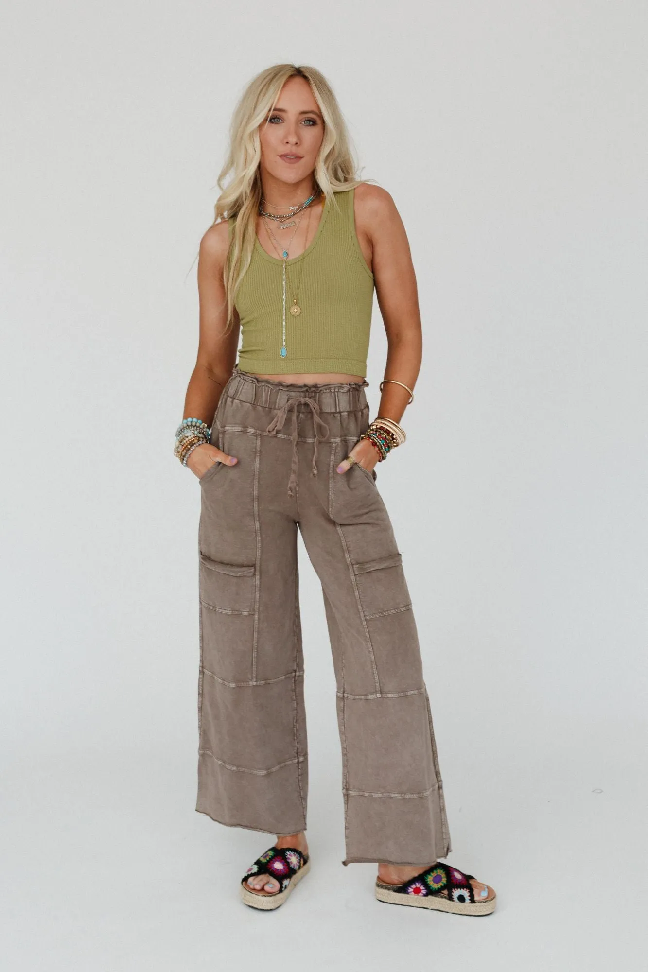 Lucky One Wide Leg Full Pant - Mocha