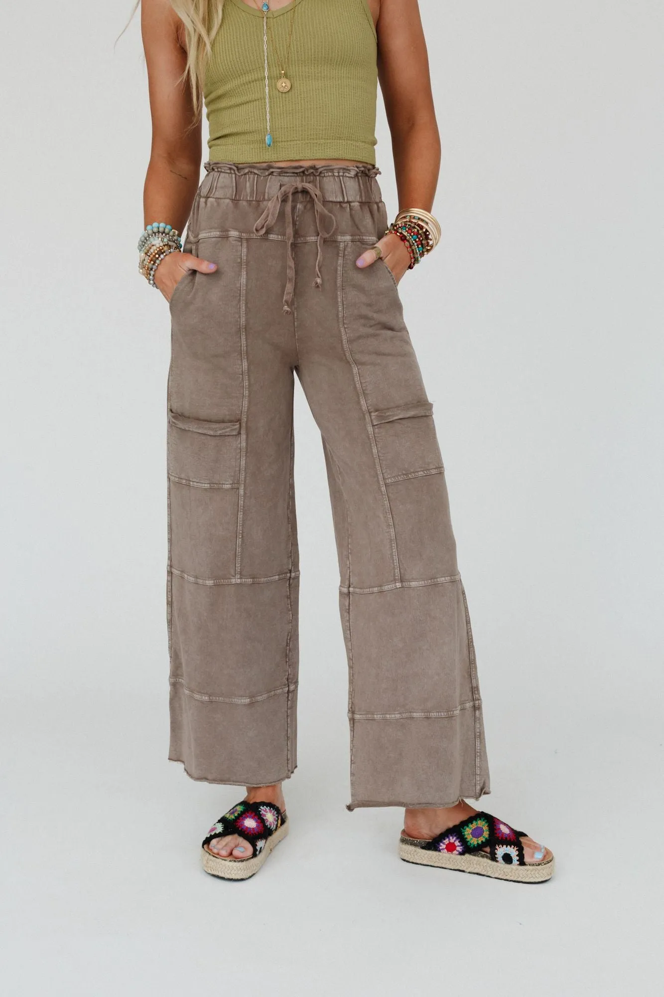 Lucky One Wide Leg Full Pant - Mocha