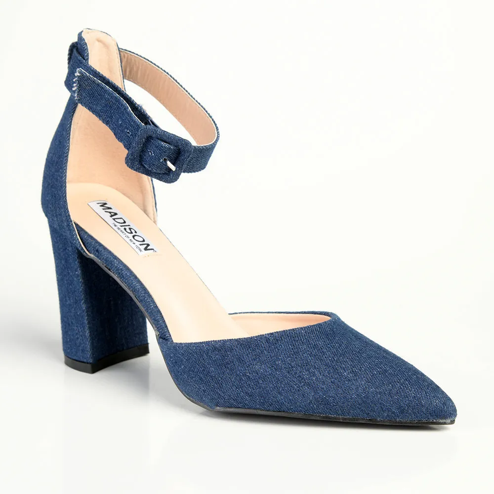 Madison Padma Block Heel Court -Dark Blue