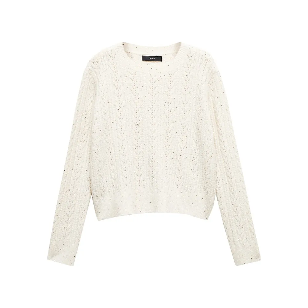 Mango Sequin Pointelle-Stitch Sweater