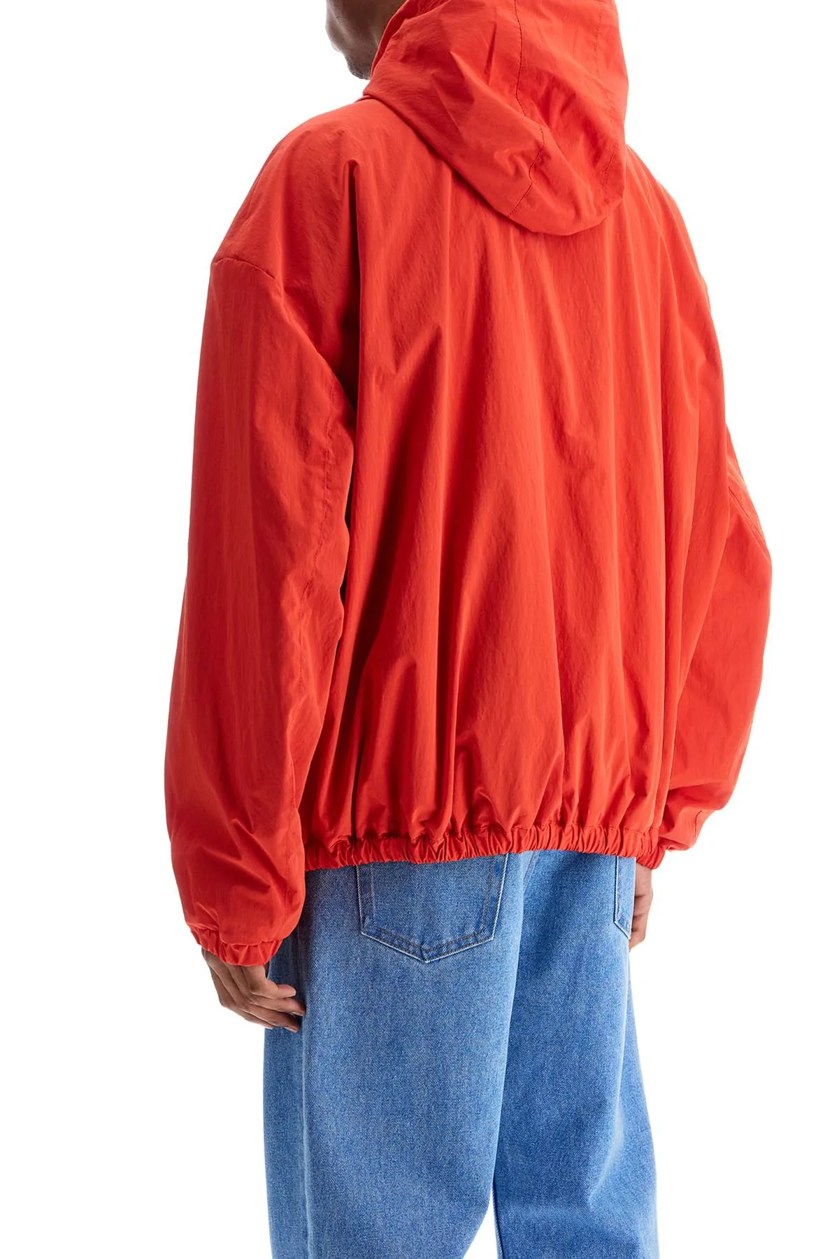 Marni Red Hooded Jacket In Polyester With Embroidered Logo