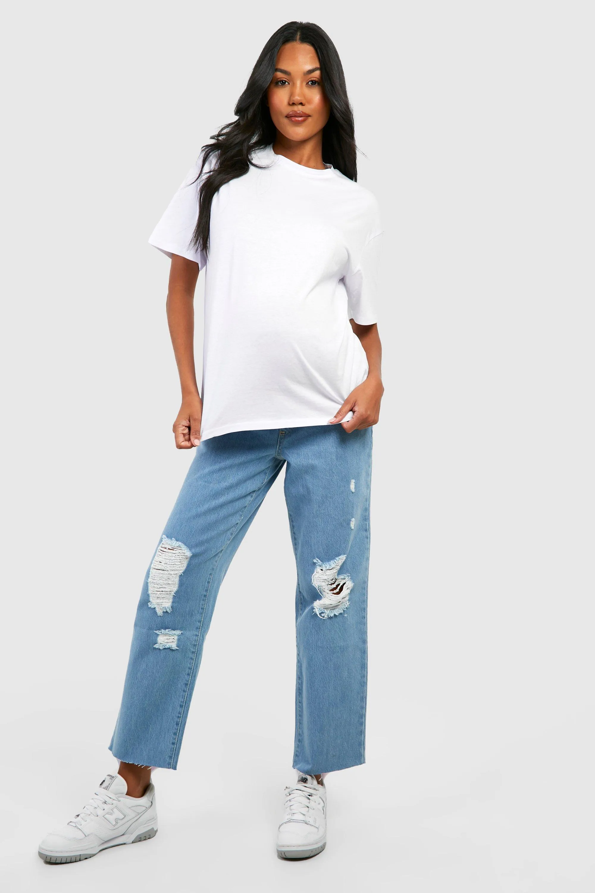 Maternity Distressed Ankle Grazer Jeans