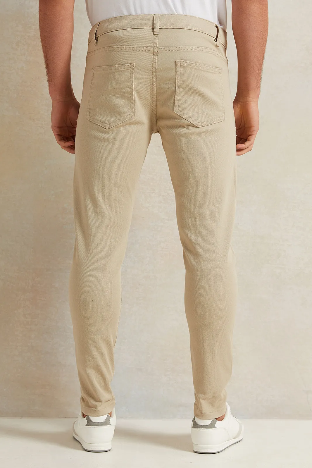 Men Beige Slim Fit Denim Jeans