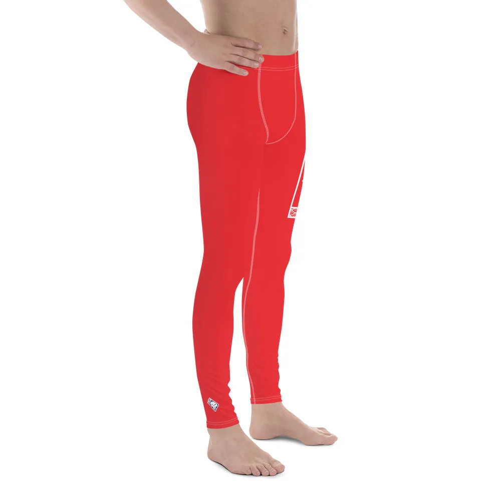 Men's Athletic Workout Leggings For Jiu Jitsu 001 - Scarlet