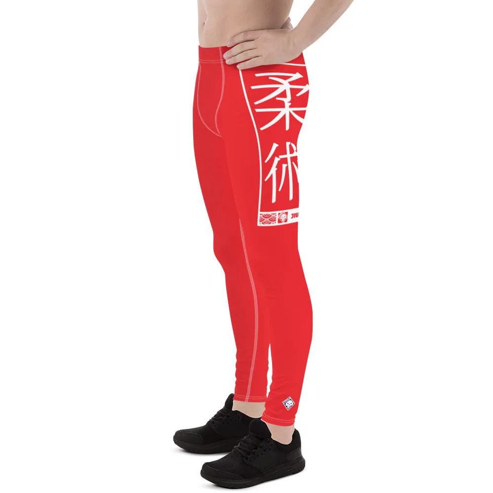 Men's Athletic Workout Leggings For Jiu Jitsu 001 - Scarlet