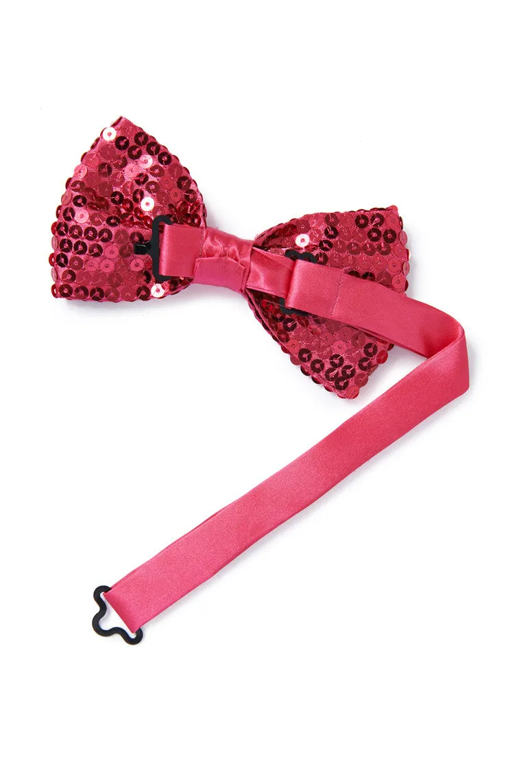 Men's Sequin Bow Tie - Fuchsia