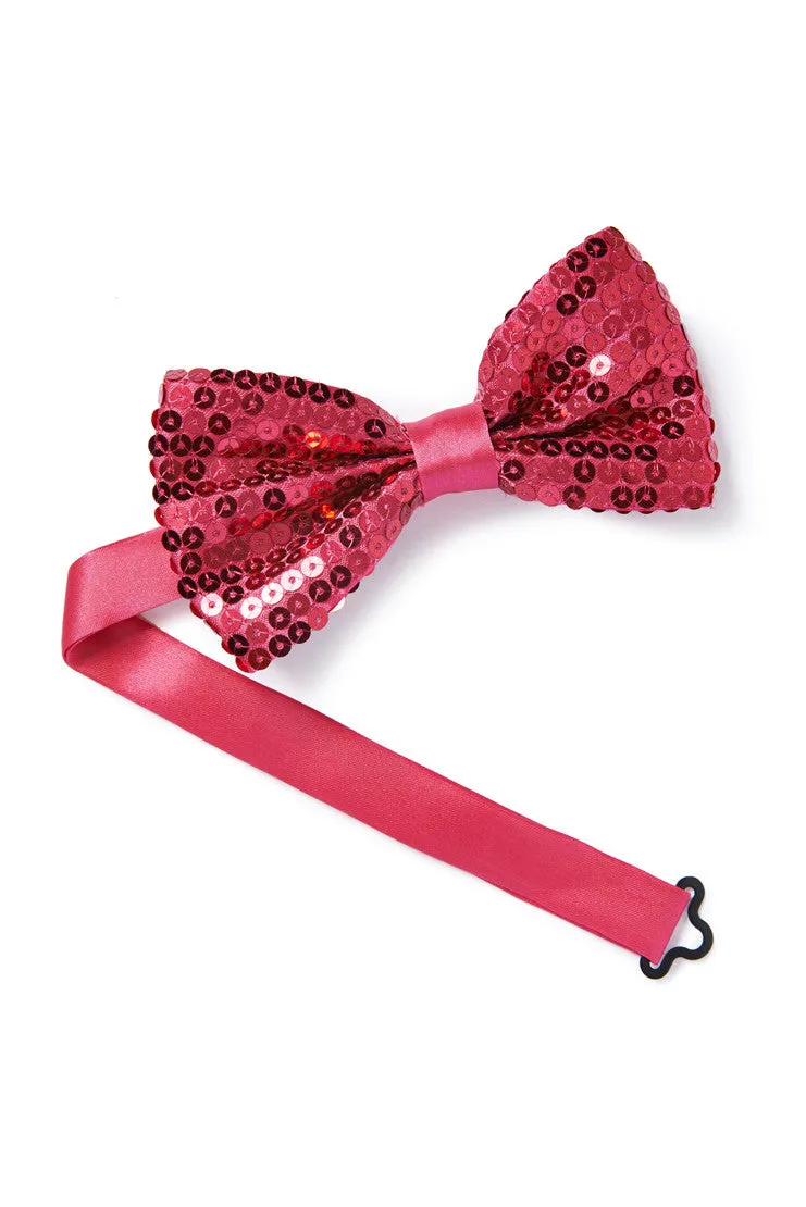 Men's Sequin Bow Tie - Fuchsia