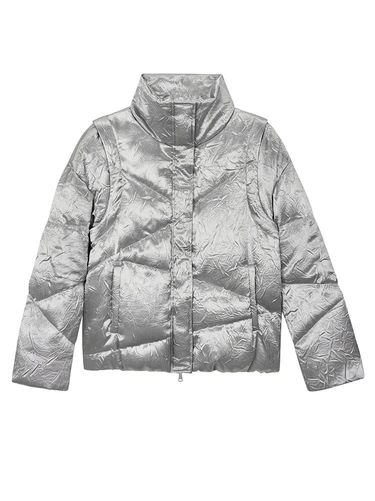 Metallic Nichi Bold Stand-Collar Down-Jacket