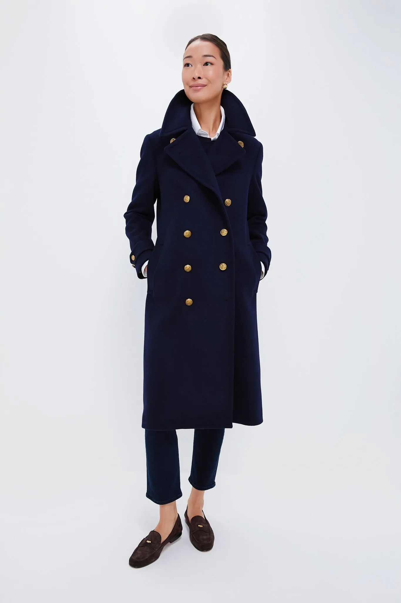 Navy Wool Melton Coat