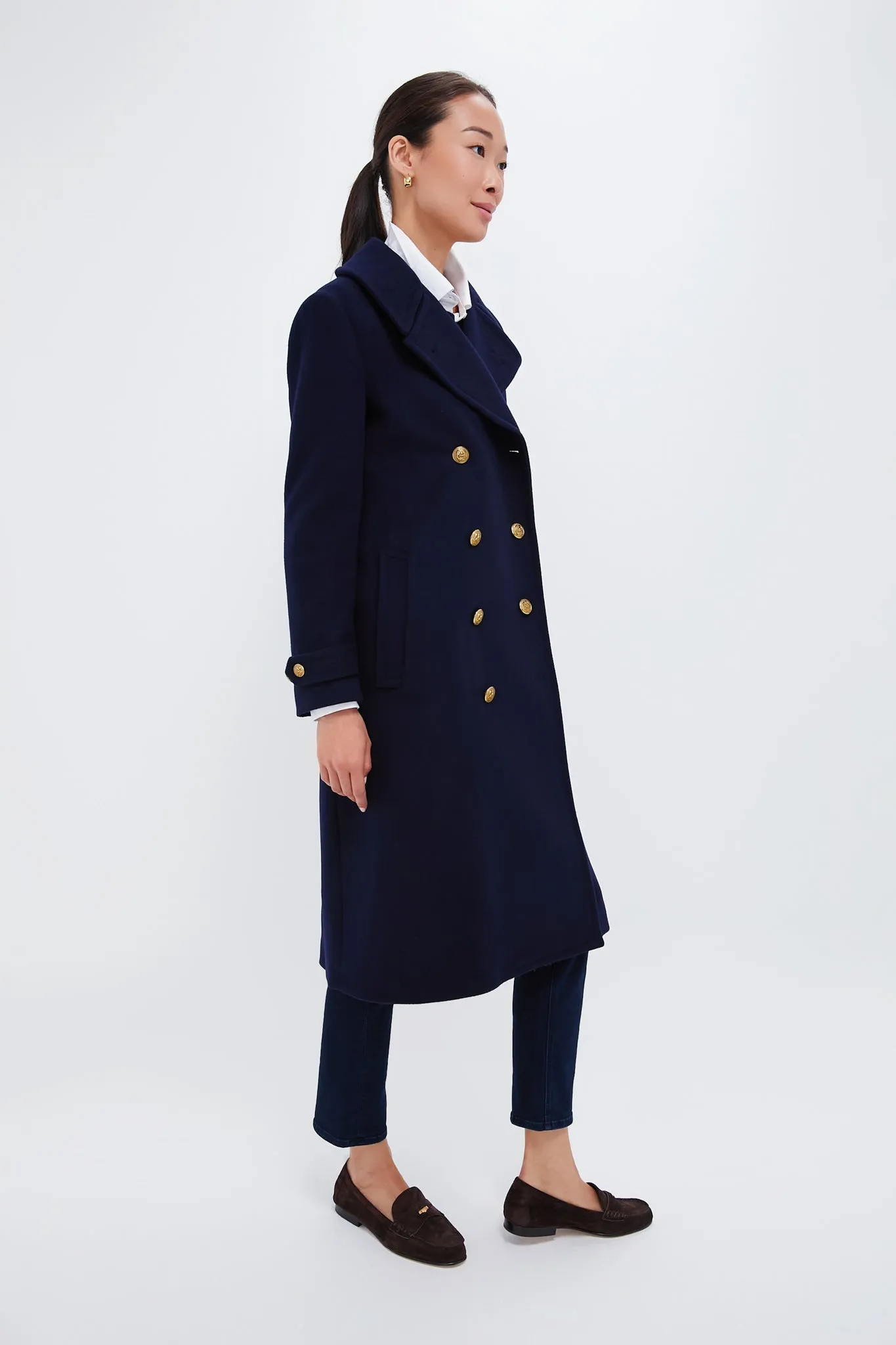 Navy Wool Melton Coat