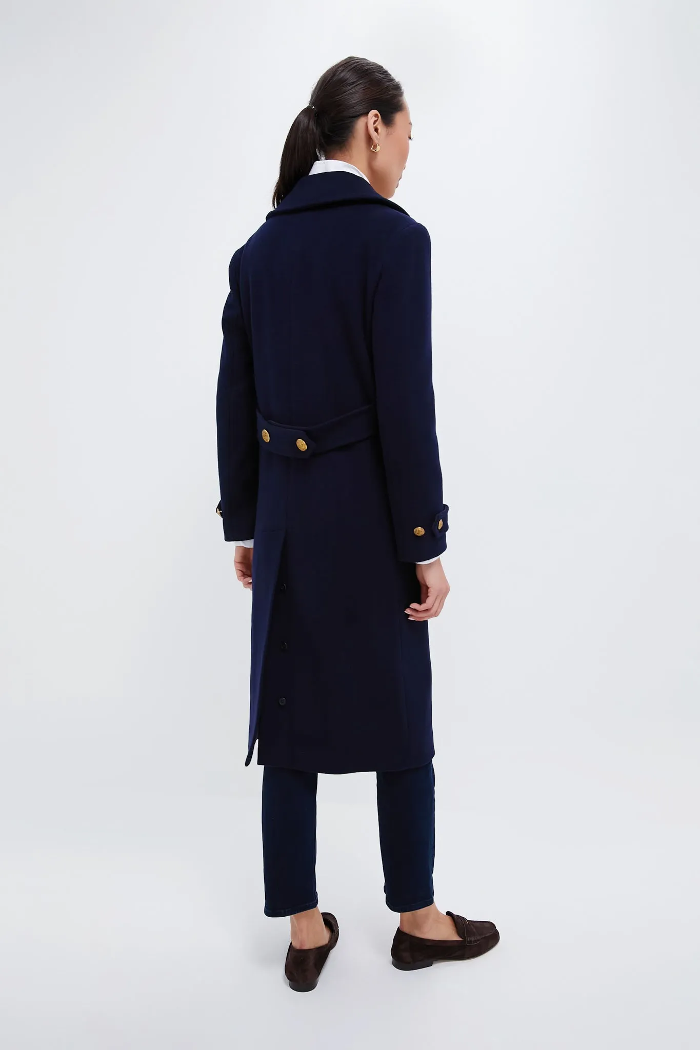 Navy Wool Melton Coat