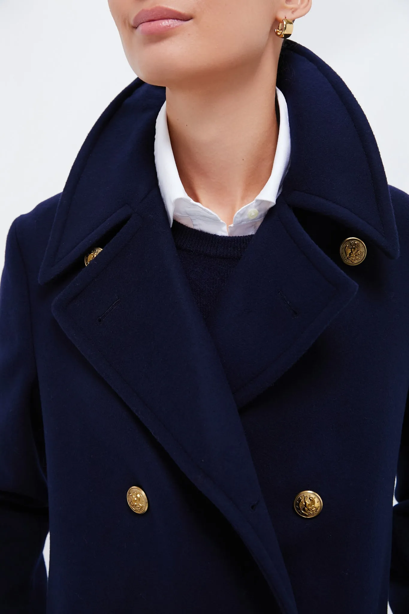 Navy Wool Melton Coat