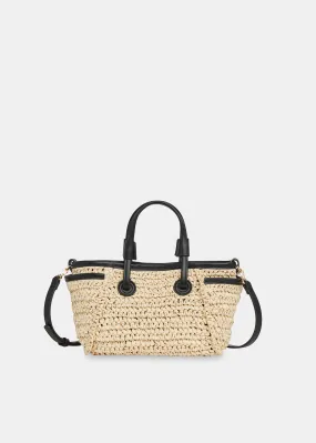 Neutral Aylin Mini Straw Tote Bag