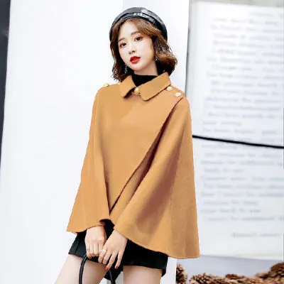 New Women's Red Fashion Woolen Coat Cloak Coat