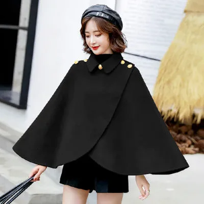 New Women's Red Fashion Woolen Coat Cloak Coat