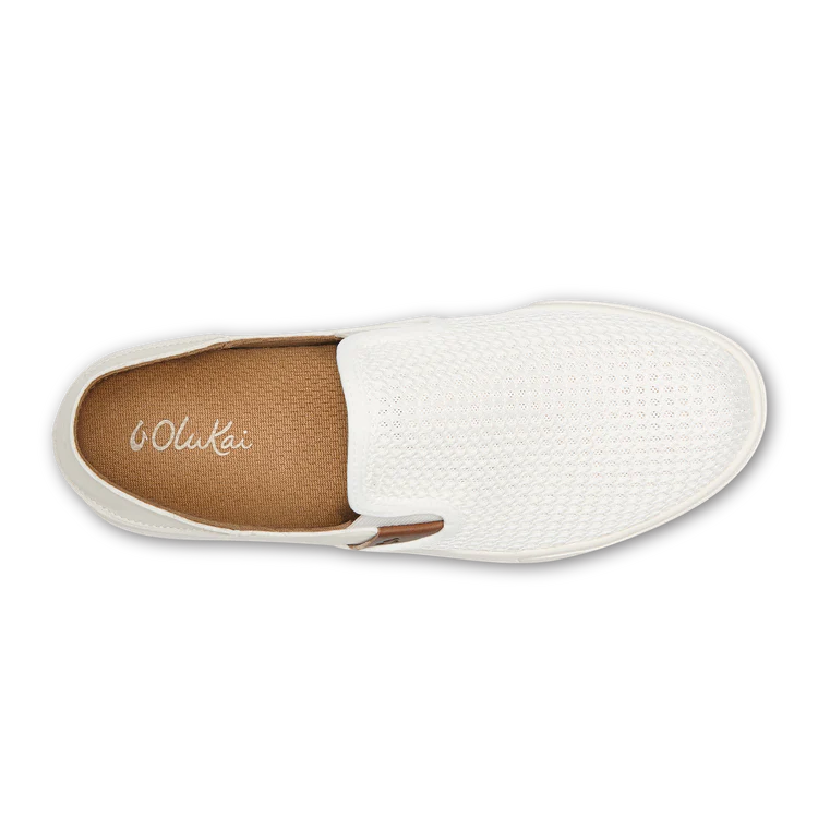 Olukai Womens Pehuea Slip On Mesh Sneaker- White