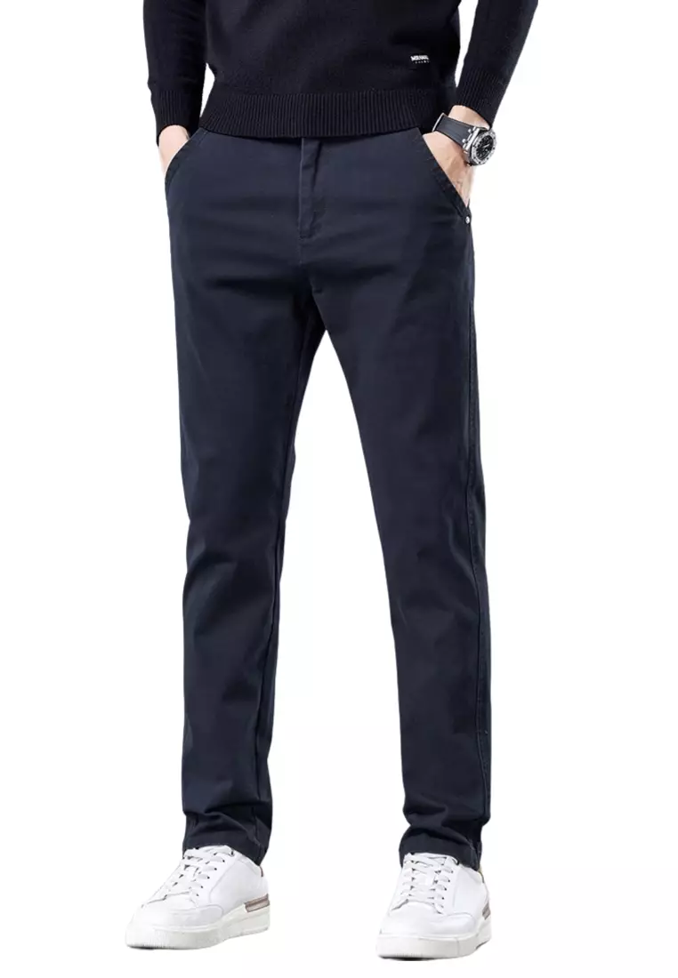 OPCHIC Men's Casual Plain Straight Pant