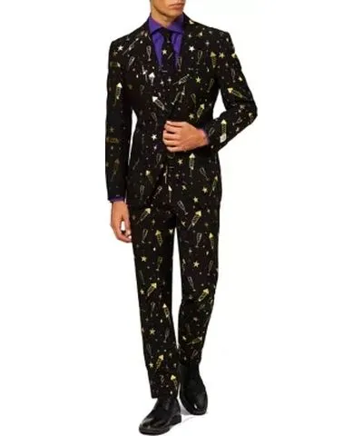 Opposuits Men's Fancy Fireworks 2 Piece Suit + Tie