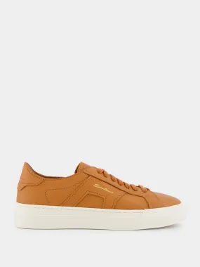 Orange Tumbled Leather Double Buckle Sneaker