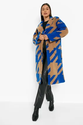 Oversized Dogtooth Wool Look Coat