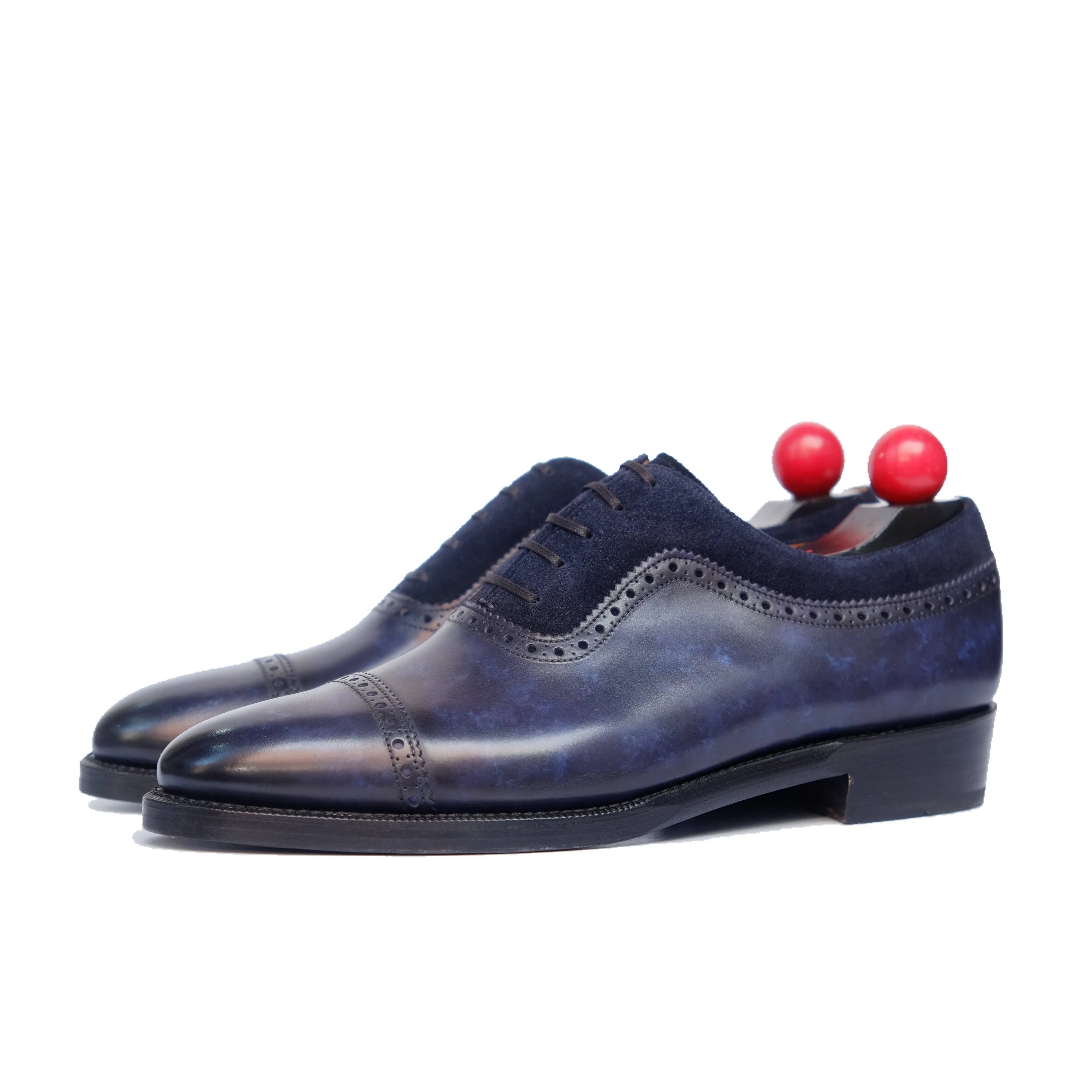 Palacio - MTO - Navy Marble Patina / Navy Suede - TMG Last - Double Leather Sole