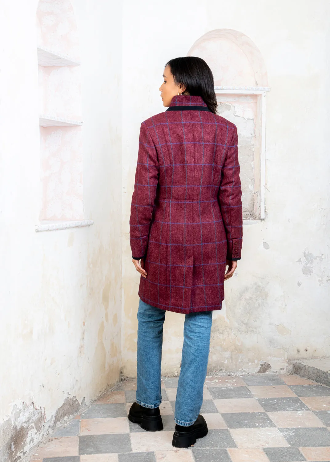 Pamela Tweed Coat - Rose Herringbone Check