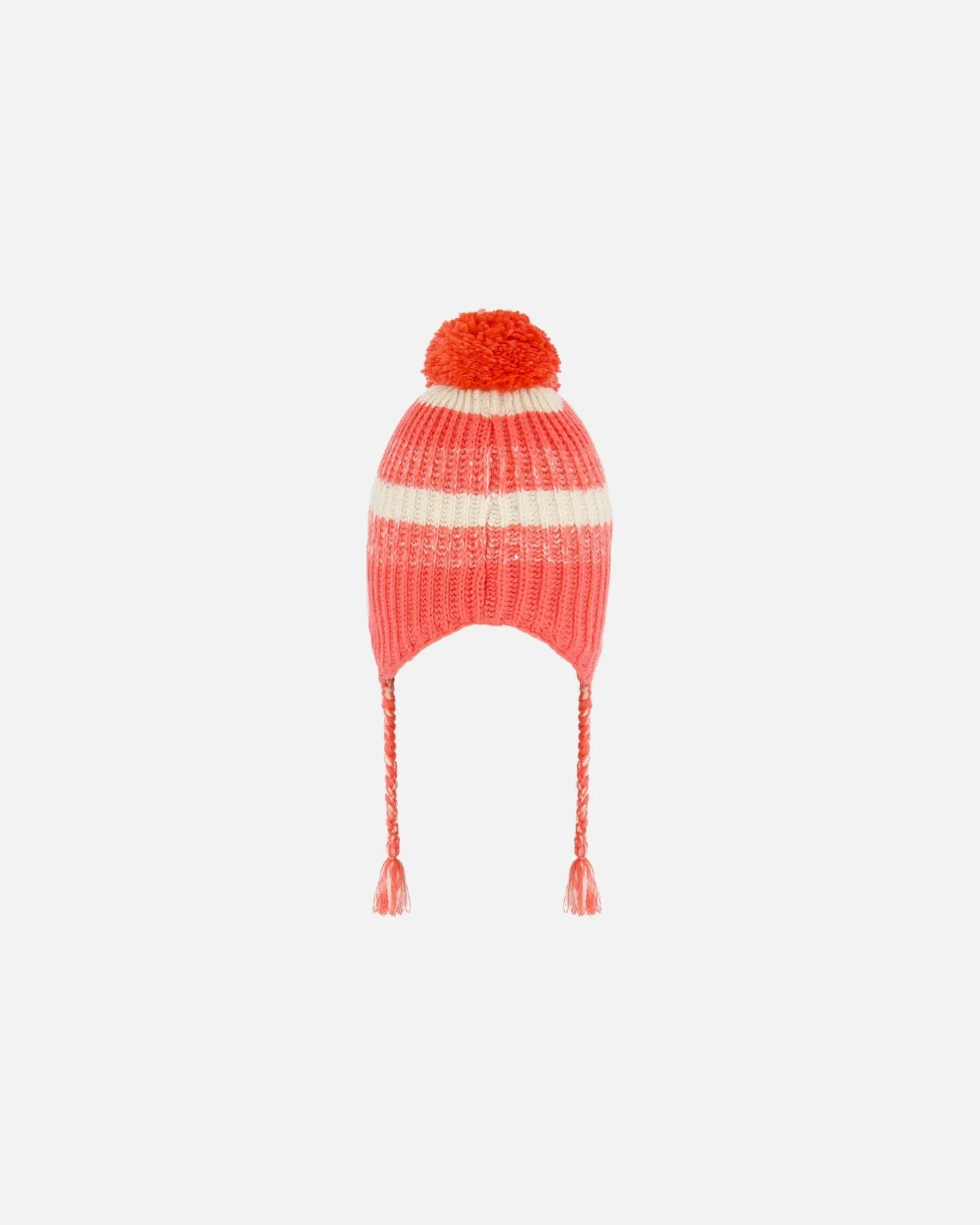 Peruvian Knit Hat Coral And White