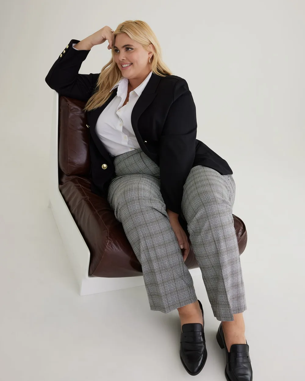 Petite, Plaid Straight-Leg Savvy Pant - PENN. Essentials