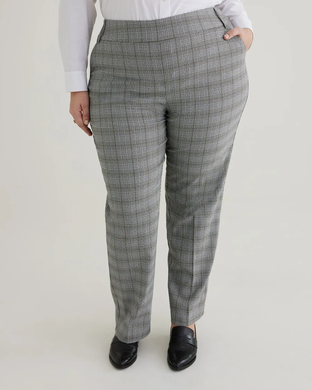 Petite, Plaid Straight-Leg Savvy Pant - PENN. Essentials