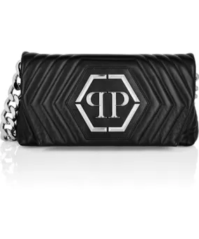 Philipp Plein Small Nappa Matellase` Shoulder Bag Hexagon