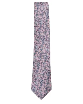 Pink and White Floral Print Tie