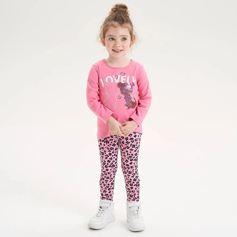 Pink Cat Leggings Set