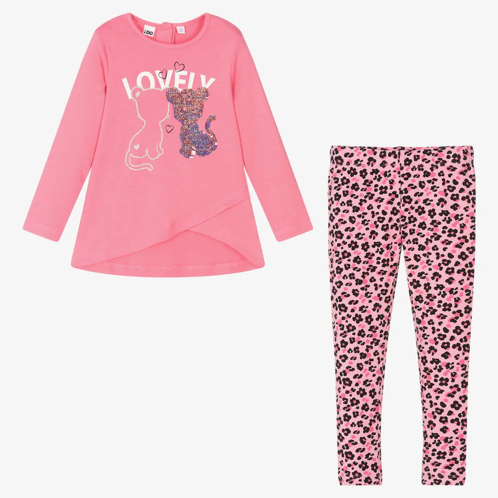 Pink Cat Leggings Set