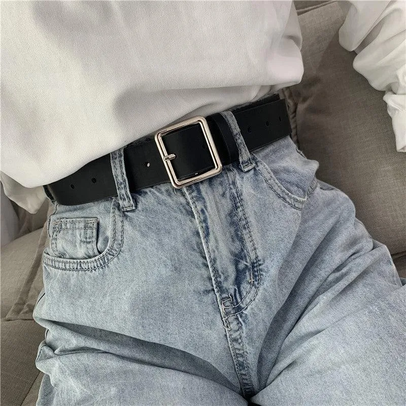 PU Leather Square Buckle Pin Buckle Belt