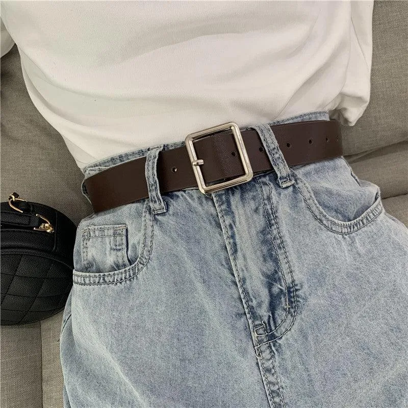 PU Leather Square Buckle Pin Buckle Belt