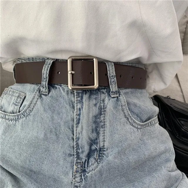 PU Leather Square Buckle Pin Buckle Belt