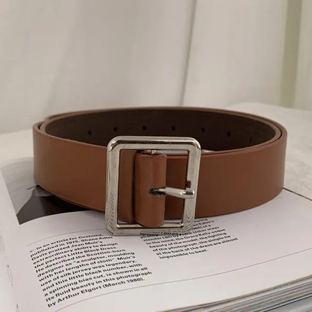 PU Leather Square Buckle Pin Buckle Belt